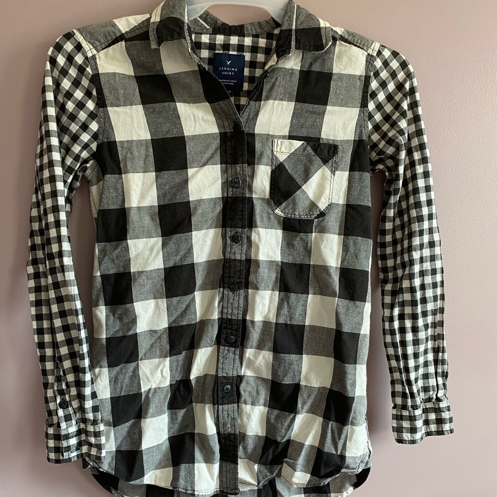Women Black & White Check Shirt with Buttons